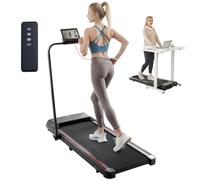 VEVOR Cinta de Correr Plegable Debajo del Escritorio para Oficina en Casa, Carga 120 kg, Almohadilla Portátil 2 en 1 de 2,5 HP con Barra de Agarre, Control Remoto y Pantalla LED, 396 x 1065 mm, Negro