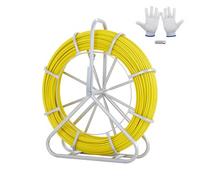 VEVOR Cinta de Fibra de Vidrio Longitud de 129,5 m 6,35 mm Tirando de Aguja Electricista de Alambre de Cable Eléctrico Extractor de Conducto Carrete de Acero de Apoyo 3 Cabezas de Tracción para Pared