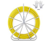 VEVOR Cinta para pescar de fibra de vidrio, 600 pies, 5/16 pulgadas, extractor de alambre para cinta de pescar, varilla para correr cables con soporte de carrete de acero, 3 cabezales de tracción