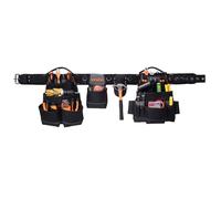 VEVOR Cinturón Portaherramientas, 18 Bolsillos, para Trabajadores de la Construcción, Electricistas, y Carpinteros, Organizador de Delantal, Ajustable de 800 a 1310 mm, 1420 x 360 x 115 mm, Negro