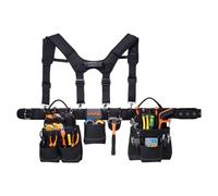 VEVOR Cinturón Portaherramientas para Profesionales, con 19 Bolsillos y Tirantes, para Electricistas, Carpinteros y Trabajadores de la Construcción, Ajustable de 800 a 1310 mm, Poliéster 600D