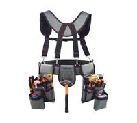 VEVOR Cinturón Portaherramientas para Profesionales, con 22 Bolsillos y Tirantes, Funda para Riñonera para Electricistas, Carpinteros y Obreros de la Construcción, Ajustable de 810 a 1730 mm