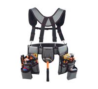 VEVOR Cinturón Portaherramientas para Profesionales, con 22 Bolsillos y Tirantes, Funda para Riñonera para Electricistas, Carpinteros y Obreros de la Construcción, Ajustable de 810 a 1730 mm