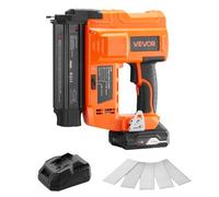 VEVOR Clavadora Inalámbrica, Calibre 18, 100 Clavos/min, Batería de Litio de 2 Ah, Cargador y Profundidad de Clavo Ajustable, para Carpintería de Bricolaje, Naranja y Negro, 260 x 300 x 90 mm