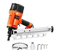 VEVOR Clavadora Neumática para Marcos, de 50 a 90 mm, con Cabezal Redondo 21 Grados, con Modos de Gatillo Doble y Ajuste de Profundidad, 80-120 PSI, para Marcos, Pisos y Cubiertas, 535 x 355 x 110 mm