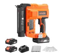 VEVOR Clavadora y Grapadora Inalámbrica 2 en 1, Calibre 18, 100 Clavos/min, con 500 Clavos y 500 Grapas, 2 Baterías de Litio de 2 Ah y Cargador, para Carpintería de Bricolaje, 260 x 300 x 90 mm
