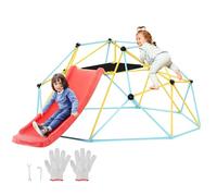 VEVOR Climbing Dome, for Kids 3-9 Years Old, 8-Foot Geometric Climber with Slide, Jungle Gym Supports 600 lbs. and Easy Assembly, with Climbing Grip, Outdoor Play Equipment for Kids