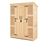 VEVOR Cobertizo de Almacenamiento para Exteriores 147,3 x 68 x 198 cm Cobertizo de Madera para Almacenamiento con Marco de Metal Gabinete de Almacenamiento Impermeable para Patio, Jardín, Césped