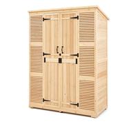 VEVOR Cobertizo de Almacenamiento para Exteriores 147,3 x 68 x 198 cm Cobertizo de Madera para Almacenamiento con Marco de Metal Gabinete de Almacenamiento Impermeable para Patio, Jardín, Césped