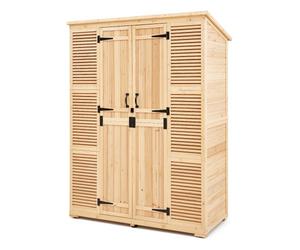 VEVOR Cobertizo de Almacenamiento para Exteriores 147,3 x 68 x 198 cm Cobertizo de Madera para Almacenamiento con Marco de Metal Gabinete de Almacenamiento Impermeable para Patio, Jardín, Césped