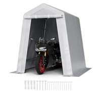VEVOR Cobertizo de Almacenamiento para Exteriores Carpa Portátil 183x183x213 cm con Puerta Enrollable Estructura Resistente, Garaje para Motocicleta, Cortacésped, Bicicleta, Herramientas, Gris