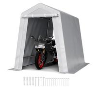VEVOR Cobertizo de Almacenamiento para Exteriores Carpa Portátil 183x245x214 cm con 2 Puertas Enrollables Estructura Resistente, Garaje para Motocicleta, Cortacésped, Bicicleta, Herramientas, Gris