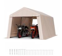 VEVOR Cobertizo de Almacenamiento para Exteriores Carpa Portátil 305x458x246 cm con 2 Puertas Enrollables Estructura Resistente, Garaje para Motocicleta, Cortacésped, Bicicleta, Herramientas, Beige