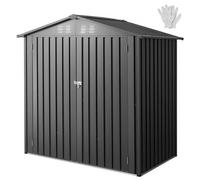 VEVOR Cobertizo Metálico de Herramientas, Cobertizo de Jardín con Techo Inclinado 1860x1210x1841 mm con Puerta con Cerradura y 4 Ranuras de Ventilación, para Guardar Herramientas, Bicicletas, Gris