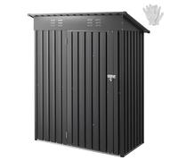 VEVOR Cobertizo Metálico para Herramientas, Caseta de Almacenamiento Exterior 1533 x 876 x 1815 mm con Puerta con Cerradura y 2 Ranuras de Ventilación, para Guardar Herramientas, Bicicletas, Gris
