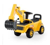 VEVOR Coche Correpasillos para Niños, Excavadora de Juguete de 1070 x 290 x 540 mm con Casco, Música y Pedales, Capacidad de Carga de 25 kg, Andador para Niños de 19 a 36 Meses, Amarillo