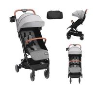 VEVOR Cochecito de Bebé Estándar Cochecito para Niños Pequeños con Respaldo Ajustable de 95° a 175° Reposapiés Ajustable de 0/90° Portavasos Plegable con Un Solo Clic Bolsa de Transporte, Gris Oscuro