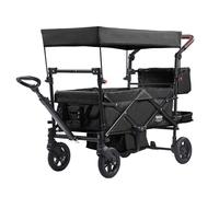 VEVOR Cochecito Doble Plegable Capacidad de 25 kg Negro, Capota Desmontable | Manillar Ajustable, Ruedas con Amortiguación, Bolsa de Almacenamiento, Carrito Wagon para Niños Viajes Compras y Paseos