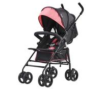 VEVOR Cochecito Ligero, Respaldo Reclinable Multiposición, Plegable y Compacto, de Acero al Carbono, Cesta de Almacenamiento Grande, con Sombrilla para Viajes y Más, Negro/Rosa, 780 x 500 x 1040 mm