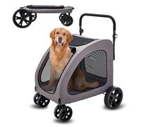 VEVOR Cochecito para Mascotas 4 Ruedas Capacidad de Peso de 173 kg Carrito Portátil para Mascotas con Ventanas de Malla Transpirable Altura Ajustable Cochecito para Animales Pequeños Medianos