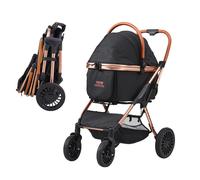 VEVOR Cochecito para Perros 4 Ruedas Giratorias con Freno Cochecito para Mascotas Carga 30 kg Cochecito para Gatos Soporte Extraíble Cesta de Almacenamiento Cojín para Perros Pequeños/Medianos, Negro