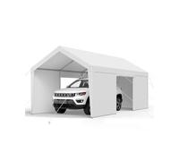 VEVOR Cochera 3,65 x 6,09 x 3,02 m, Cochera Potable con Paredes Laterales y Puerta Desmontables, Marquesina para Coches Resistente a los Rayos UV y al Agua, para Automóviles, Embarcaciones, Blanco