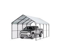 VEVOR Cochera de Metal Resistente de 3,6 x 6 x 3,15 m para Exterior con Estructura y Techo de Acero Galvanizado, Carpa para Coche con Paredes Laterales Extraíbles para Camionetas, Barcos, Automóviles