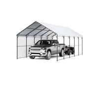 VEVOR Cochera de Metal Resistente de 4 x 8 x 3,15 m para Exterior con Estructura y Techo de Acero Galvanizado, Carpa para Coche con Paredes Laterales Extraíbles para Camionetas, Barcos, Automóviles