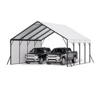 VEVOR Cochera Metálica Resistente 5,8 x 6 x 3,77 m para Exteriores con Estructura y Techo Robusto Carpa Garaje para Coche con Paredes Laterales Desmontables para Camionetas, Barcos, Tractores