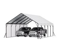 VEVOR Cochera Metálica Resistente 5,8 x 7,45 x 3,77 m para Exteriores con Estructura y Techo Robusto Carpa Garaje para Coche con Paredes Laterales Desmontables para Camionetas, Barcos, Tractores