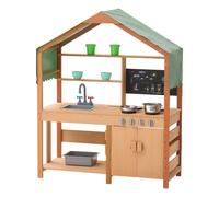 VEVOR Cocina de Barro para Niños 41,5 x 102 x 127,5 cm Juego de Cocina de Madera Cocina de Juguete para Niños Cocinita Infantil de Madera para Exteriores Cocina de Juego de Simulación con Accesorios