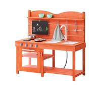 VEVOR Cocina de Barro para niños, Juego de Cocina de Madera, Juego de supermercado al Aire Libre para niños y niñas, Cocina de Juguete con Estufa, Fregadero, Grifo, Pizarra, Utensilios de Cocina
