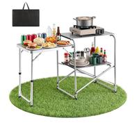 VEVOR Cocina de Camping Plegable 117 x 45 x 80 cm, Mueble de Cocina para Acampar con Mesa Auxiliar y Bolsa de Transporte, Mesa de Camping para Picnic, Barbacoa, Fiesta, Viajes en Autocaravana