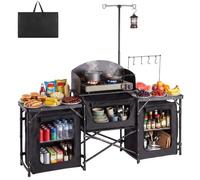 VEVOR Cocina de Camping Plegable 177 x 45 x 80 cm, Mesa de Cocina para Acampar con Protector contra Viento y Bolsa de Transporte, Mueble de Camping para Picnic, Barbacoa, Viajes en Autocaravana