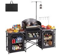 VEVOR Cocina de Camping Plegable 177 x 45 x 80 cm, Mesa de Cocina para Acampar con Protector contra Viento y Bolsa de Transporte, Mueble de Camping para Picnic, Barbacoa, Viajes en Autocaravana
