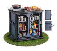 VEVOR Cocina de Camping Plegable 84 x 51 x 80 cm, Mesa de Cocina para Acampar con 6 Estantes y Bolsa de Transporte, Mueble de Camping para Picnic, Barbacoa, Fiesta, Viajes en Autocaravana, Gris