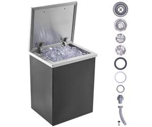 VEVOR Cofre de Hielo, 355 mm de Largo x 305 mm de Ancho x 461 mm de Alto, Enfriador de Hielo de Acero Inoxidable, Contenedor de Hielo Comercial con Cubierta con Bisagras, Aleación de Aluminio de Mango