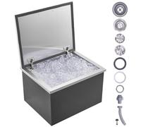 VEVOR Cofre de Hielo, 507 mm de Largo x 407 mm de Ancho x 333 mm de Alto, Enfriador de Hielo de Acero Inoxidable, Contenedor de Hielo Comercial con Cubierta con Bisagras, Aleación de Aluminio de Mango