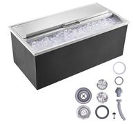 VEVOR Cofre de Hielo, 913 mm de Largo x 456 mm de Ancho x 358 mm de Alto, Enfriador de Hielo de Acero Inoxidable, Contenedor de Hielo Comercial con Cubierta Deslizante, Aleación de Aluminio de Mango