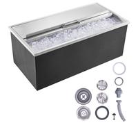 VEVOR Cofre de Hielo, 913 mm de Largo x 456 mm de Ancho x 358 mm de Alto, Enfriador de Hielo de Acero Inoxidable, Contenedor de Hielo Comercial con Cubierta Deslizante, Aleación de Aluminio de Mango