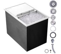 VEVOR Cofre de Hielo, Cofre de Almacenamiento de Hielo Integrado, 683 x 455 x 536 mm, Acero Inoxidable, Contenedor de Hielo Comercial con Cubierta Deslizante, Aleación de Aluminio de Mango, 24,6 kg