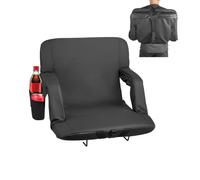 VEVOR Cojín de Asiento de Estadio Plegable, con 6 Ángulos Ajustables, con Reposabrazos, Respaldo y Portavasos, Asiento de Grada para Picnics, Playa, Deportes y Juegos, 560 x 580 x 470 mm, Negro