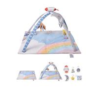 VEVOR Colchoneta de Juegos para Bebés Recién Nacidos 0 a 18 Meses, para Tiempo Boca Abajo con 6 Juguetes Sensoriales, con Cohete Musical Iluminado, Fácil Limpiar y Almacenar, 890 x 890 x 480 mm