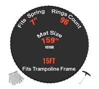 VEVOR Colchoneta de Repuesto para Trampolín, Se Adapta a Un Marco de 457 cm, Resistente a los Rayos UV con Herramienta de Resorte y Anillos en V Duraderos, Se Adapta a Una Longitud de Resorte 17,8 cm