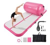 VEVOR Colchoneta Inflable de Gimnasia 300x100x10 cm Rodillo 60x100 cm Rosa | Para Yoga, Material de PVC Resistente y Robusto, Con Bomba de Aire Eléctrica, Para Hogar, Gimnasio, Exteriores, Playa, Parque