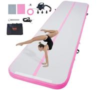 VEVOR Colchoneta Inflable de Gimnasia de 10 cm de Grosor, Pista de Acrobacia con Bomba eléctrica, Colchoneta de Entrenamiento para Uso doméstico/Gimnasio/Yoga/animadoras/Playa/Parque/Agua, 4 m, Rosa
