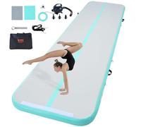 VEVOR Colchoneta Inflable de Gimnasia de 10 cm de Grosor, Pista de Acrobacia con Bomba eléctrica, Colchoneta de Entrenamiento para Uso doméstico/Gimnasio/Yoga/animadoras/Playa/Parque, 4 m, Verde