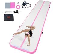 VEVOR Colchoneta Inflable de Gimnasia de 10 cm de Grosor, Pista de Acrobacia con Bomba eléctrica, Colchoneta de Entrenamiento para Uso doméstico/Gimnasio/Yoga/animadoras/Playa/Parque, 5 m, Rosa