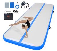 VEVOR Colchoneta Inflable de Gimnasia de 10 cm de Grosor, Pista de Acrobacia con Bomba eléctrica, Colchoneta de Entrenamiento para Uso doméstico/Gimnasio/Yoga/animadoras/Playa/Parque/Agua, 3 m, Azul