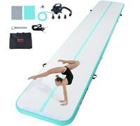 VEVOR Colchoneta Inflable de Gimnasia de 10 cm de Grosor, Pista de Acrobacia con Bomba eléctrica, Colchoneta de Entrenamiento para Uso doméstico/Gimnasio/Yoga/animadoras/Playa/Parque, 6 m, Verde